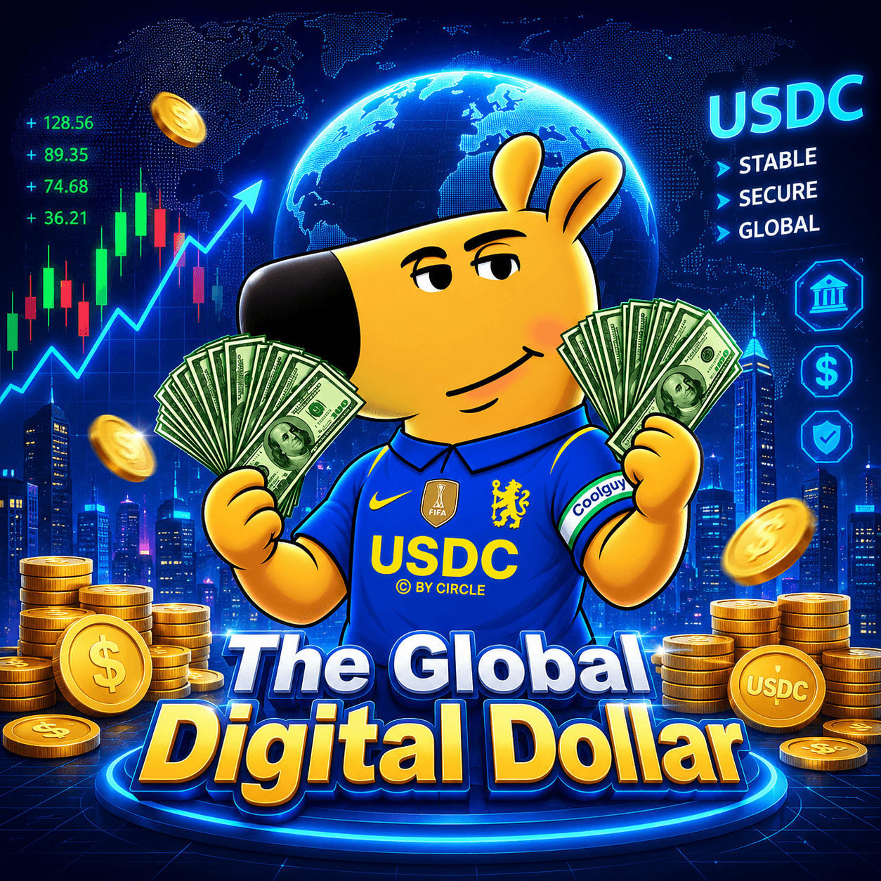 Cool Guy with USDC and The Global Digital Dollar